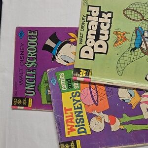 3 Vintage 1970s Comic Books Walt Disney Donald Duck Scrooge Kid's Story Funny